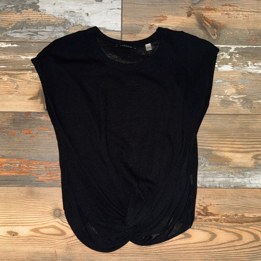 T Tahari Black Short Sleeve Women's Top